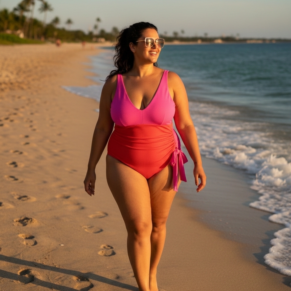 Lane Bryant Size 20 Pink and Red One-Piece Swimsuit